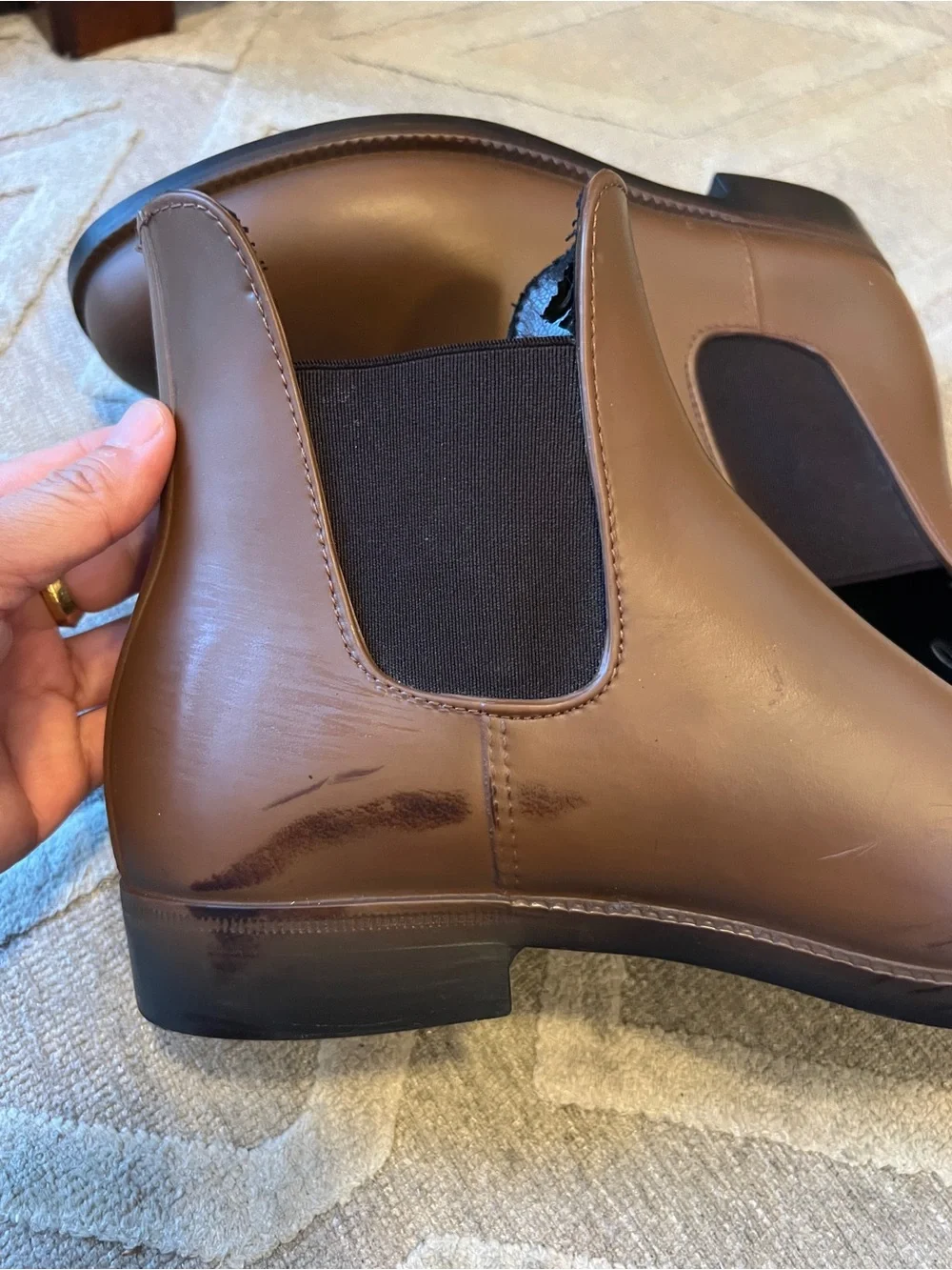 classic aigle Brown Chelsea rain ankle Boots